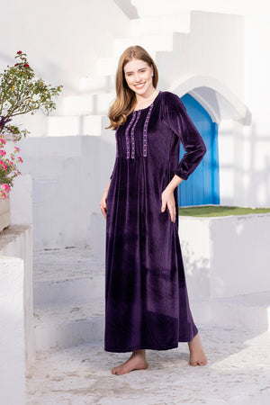 Velvet nighty with Lace detail in purple
