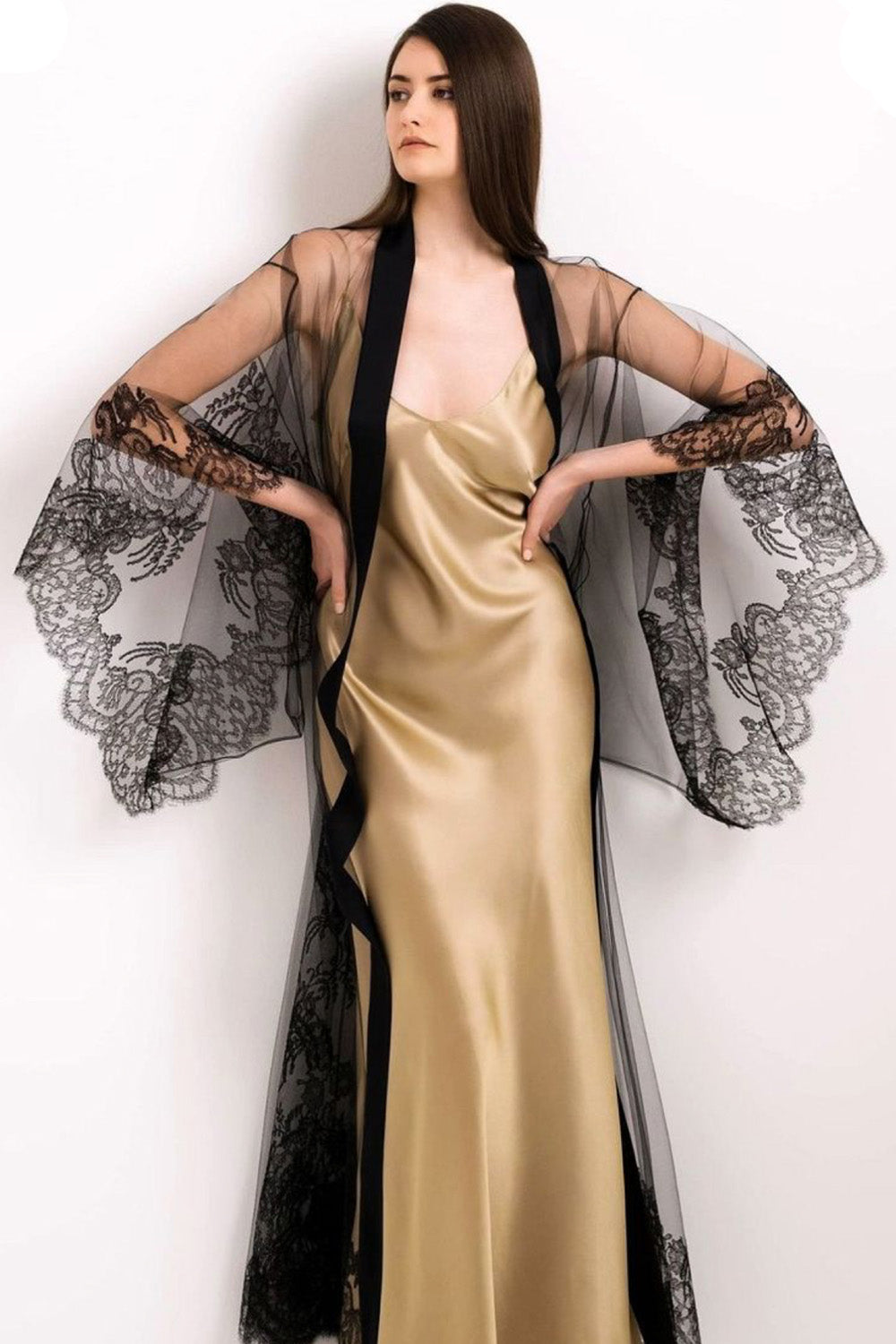 Golden Noir Couture Nightgown Ensemble