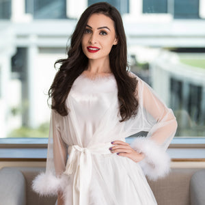 White Fur Designer Nightgown set Private Lives