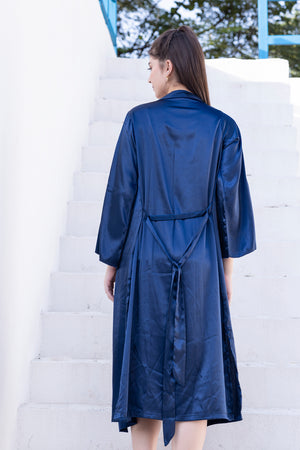 Blue Nightgown set in silky satin