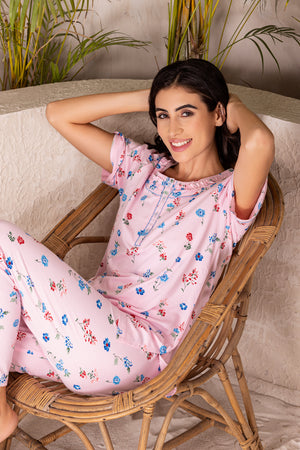 Pure cotton Summer night suit with Front buttons