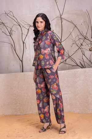 Purple Floral Printed Co-ord Set