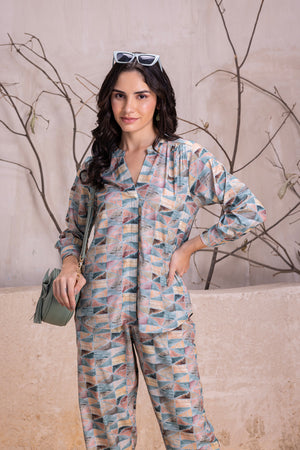 Satin Printed Crepe Co-ord Set