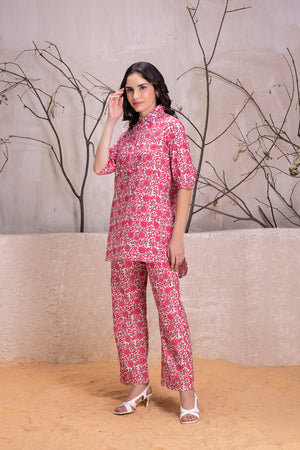 Pink Cotton Printed Co-Ord Set