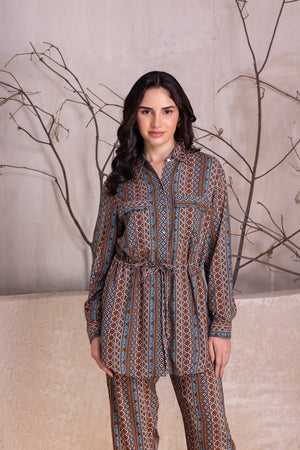 Floral Printed Crepe Satin Co-ord Set