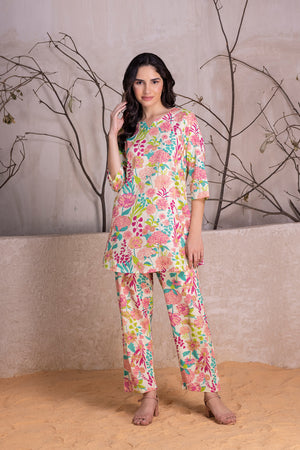 Floral Printed Cotton Co-Ord Set