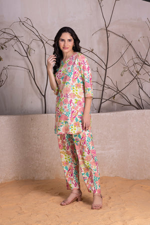 Floral Printed Cotton Co-Ord Set