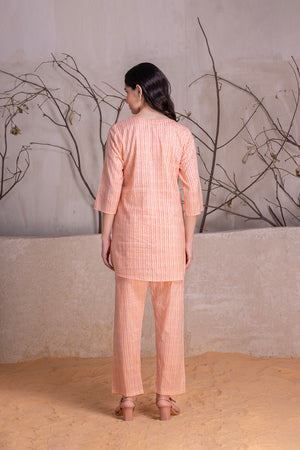 Orange Stripe Cotton Co-ord Set