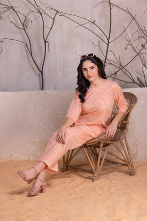 Orange Stripe Cotton Co-ord Set