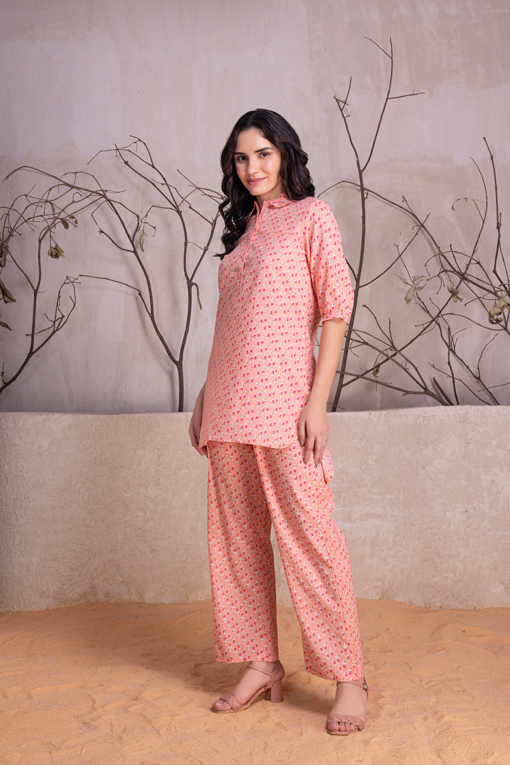 Orange Co-ord set In Pure Cotton