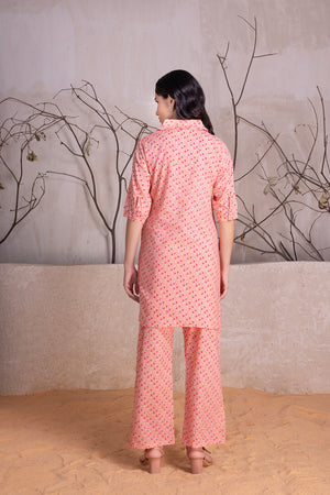 Orange Co-ord set In Pure Cotton