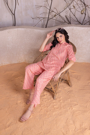 Orange Co-ord set In Pure Cotton