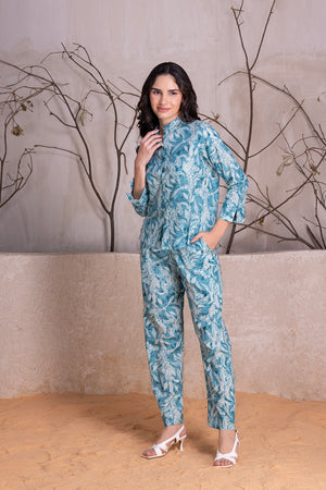 Blue Printed Co-ord Set in Pure Cotton