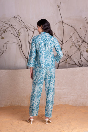 Blue Printed Co-ord Set in Pure Cotton