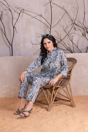 Blue Printed Cotton Co-ord Set