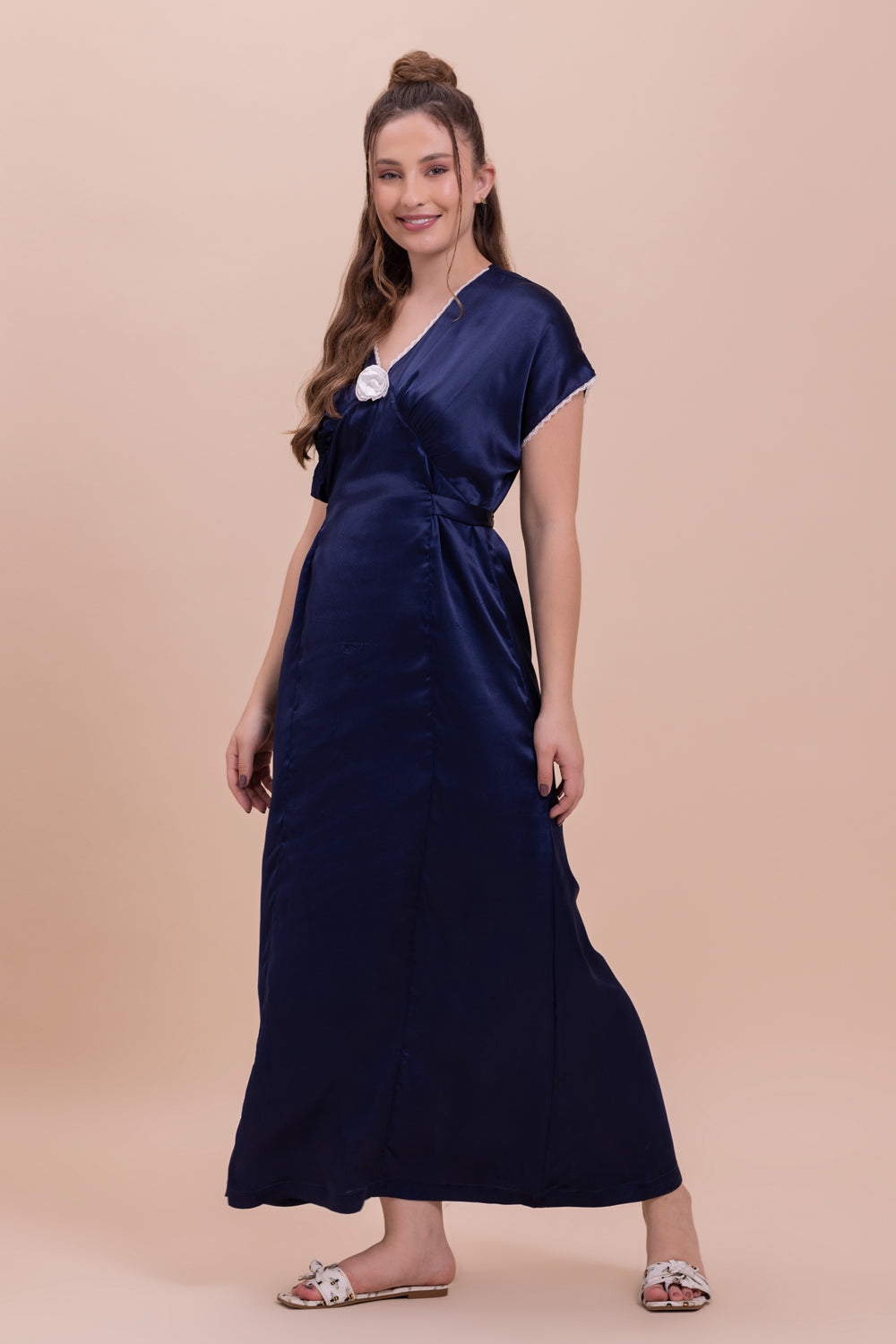 Elegant Blue Satin Night dress