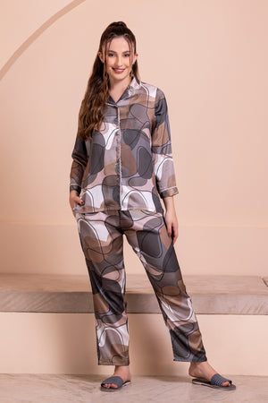 Printed Satin Pj set