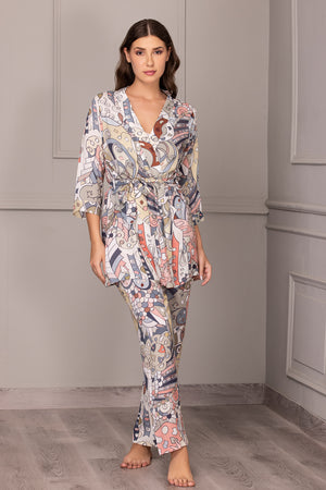 Printed Pj set with Robe