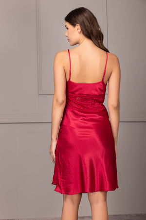Satin Short dress with Lace