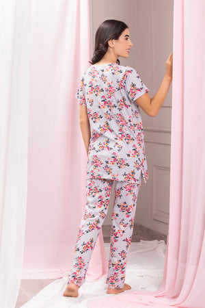 Floral Pj set with Front gathers