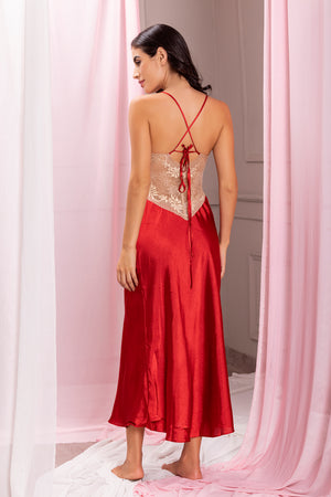 Bridal strap nighty with lace