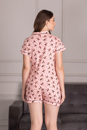 Printed Hosiery Classic Collar with Shorts
