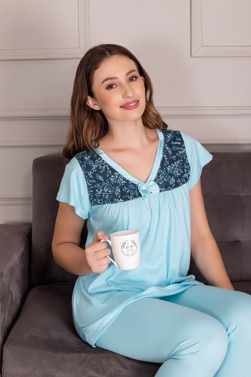 Cotton Printed Night Summer Cotton Night Suit For Ladies Cotton