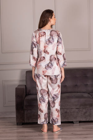 Satin Night suit with Lace detail