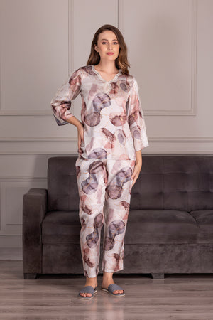 Satin Night suit with Lace detail