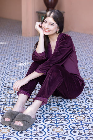 Velvet Co-ord set in wine