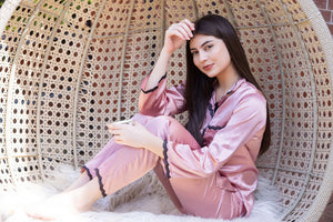 Satin Co-ord with Lace detail
