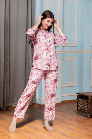 Co-ord set in printed Satin