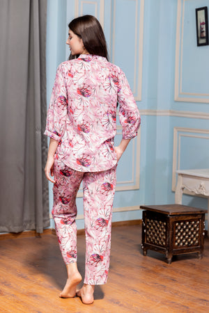 Co-ord set in printed Satin