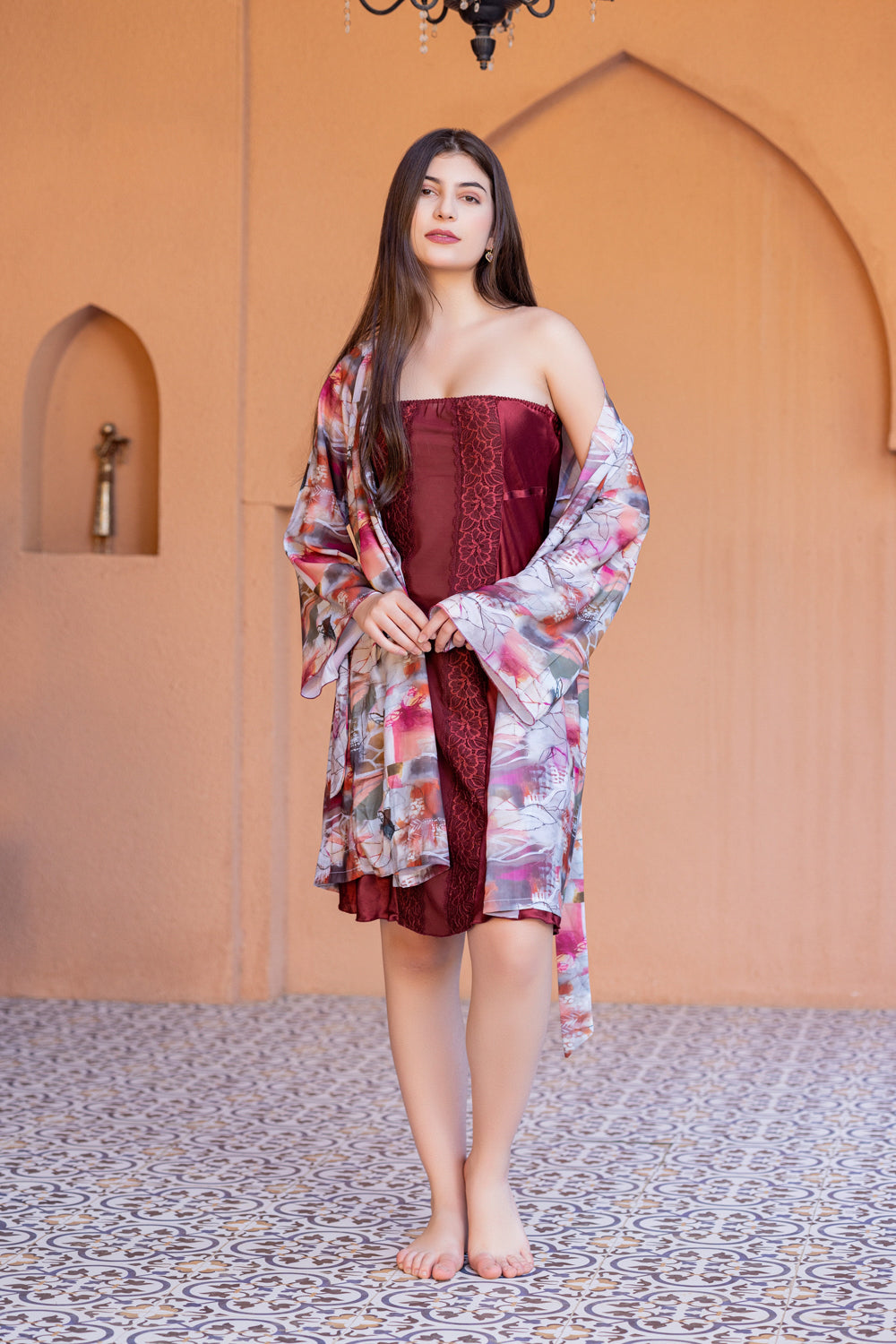 Bridal Nightgown Set With Strapless Nighty