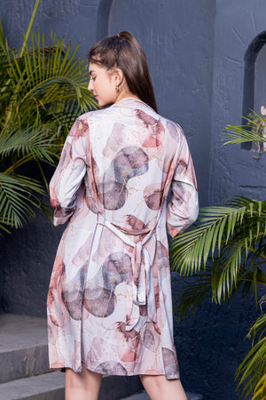 Printed Satin Short Nightgown Set