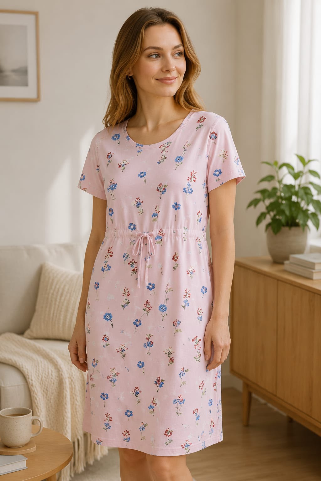 Blush Bloom Cotton Short Nighty