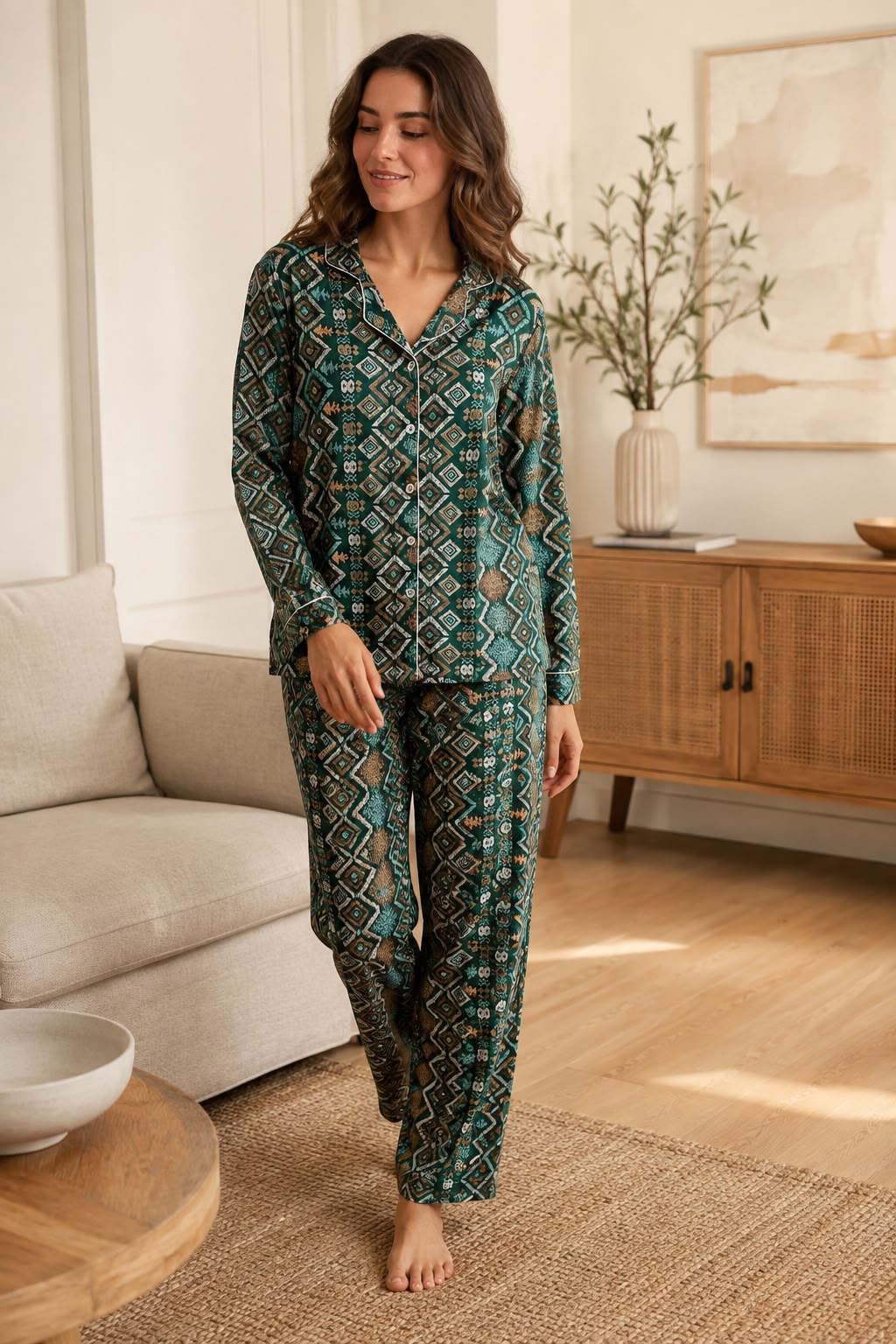 Women’s Printed Cotton-Blend Full-Sleeve Pajama Night Suit Set - Private Lives