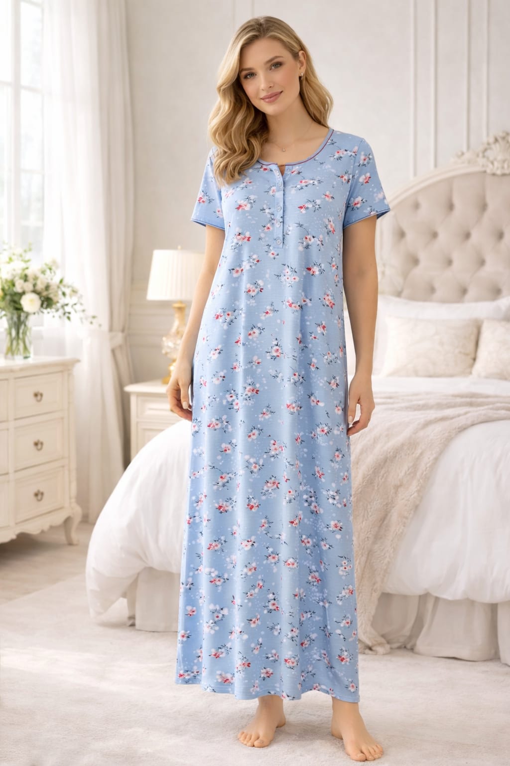Soft Blue Floral Nighty
