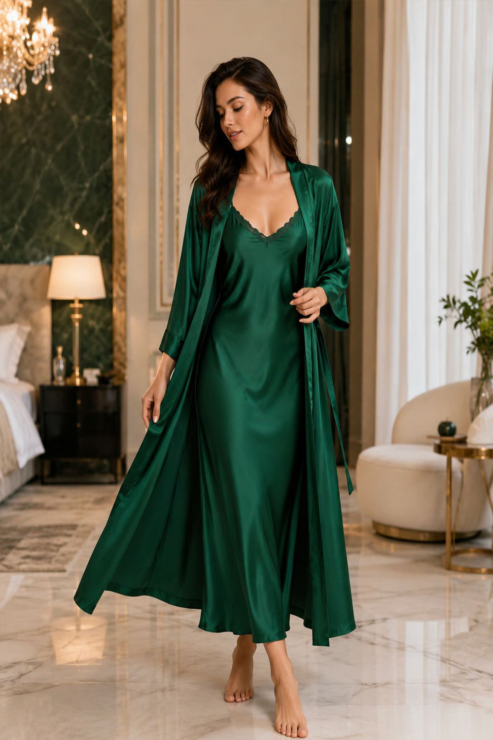 The Emerald Élan Night Gown Set