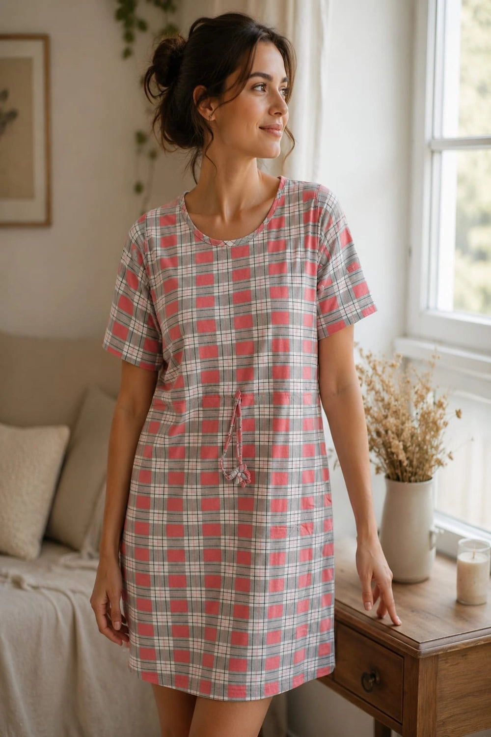 Classic Check Comfort Cotton Short Nighty