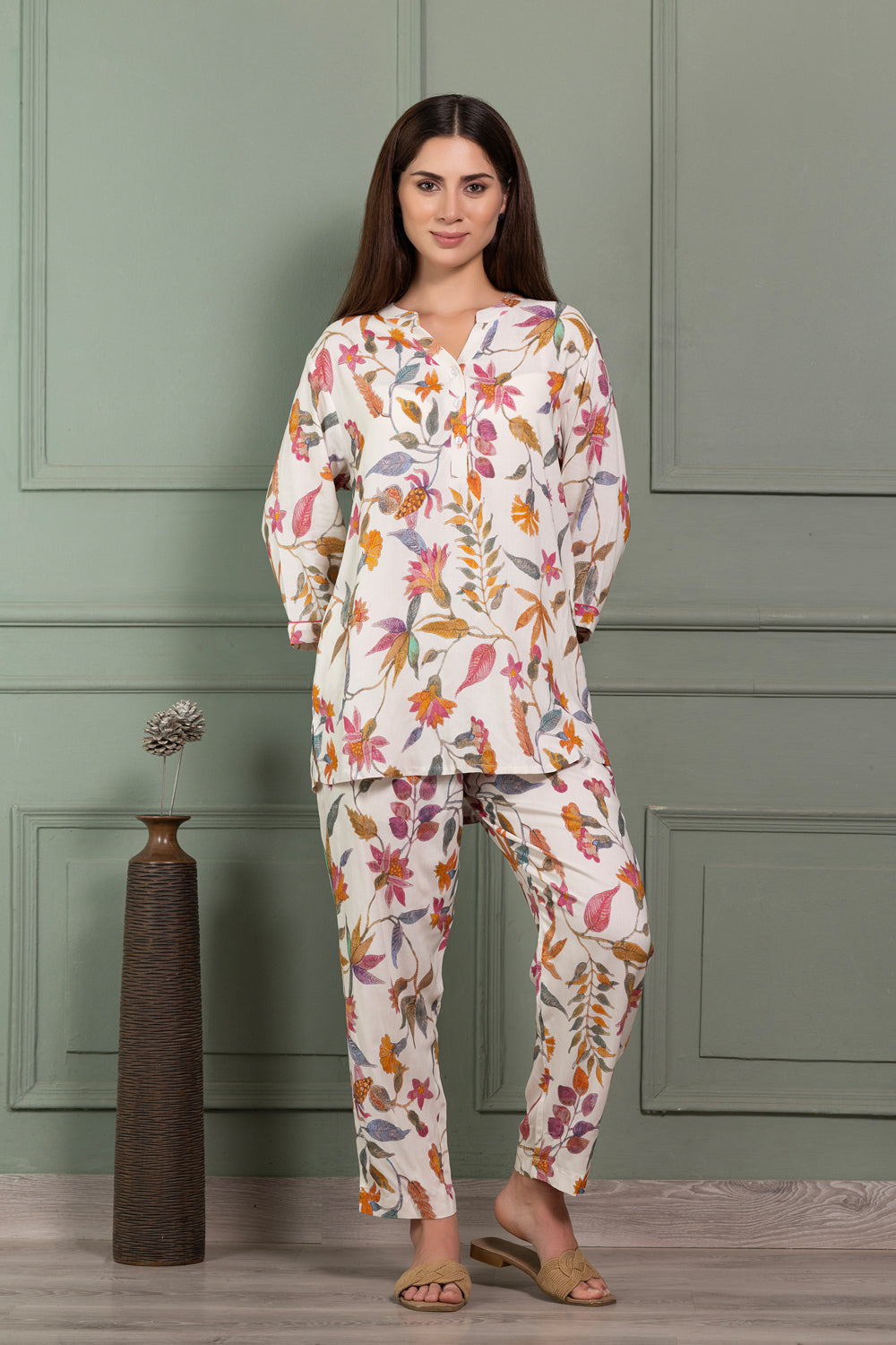 Floral Rayon Pj set with Long top