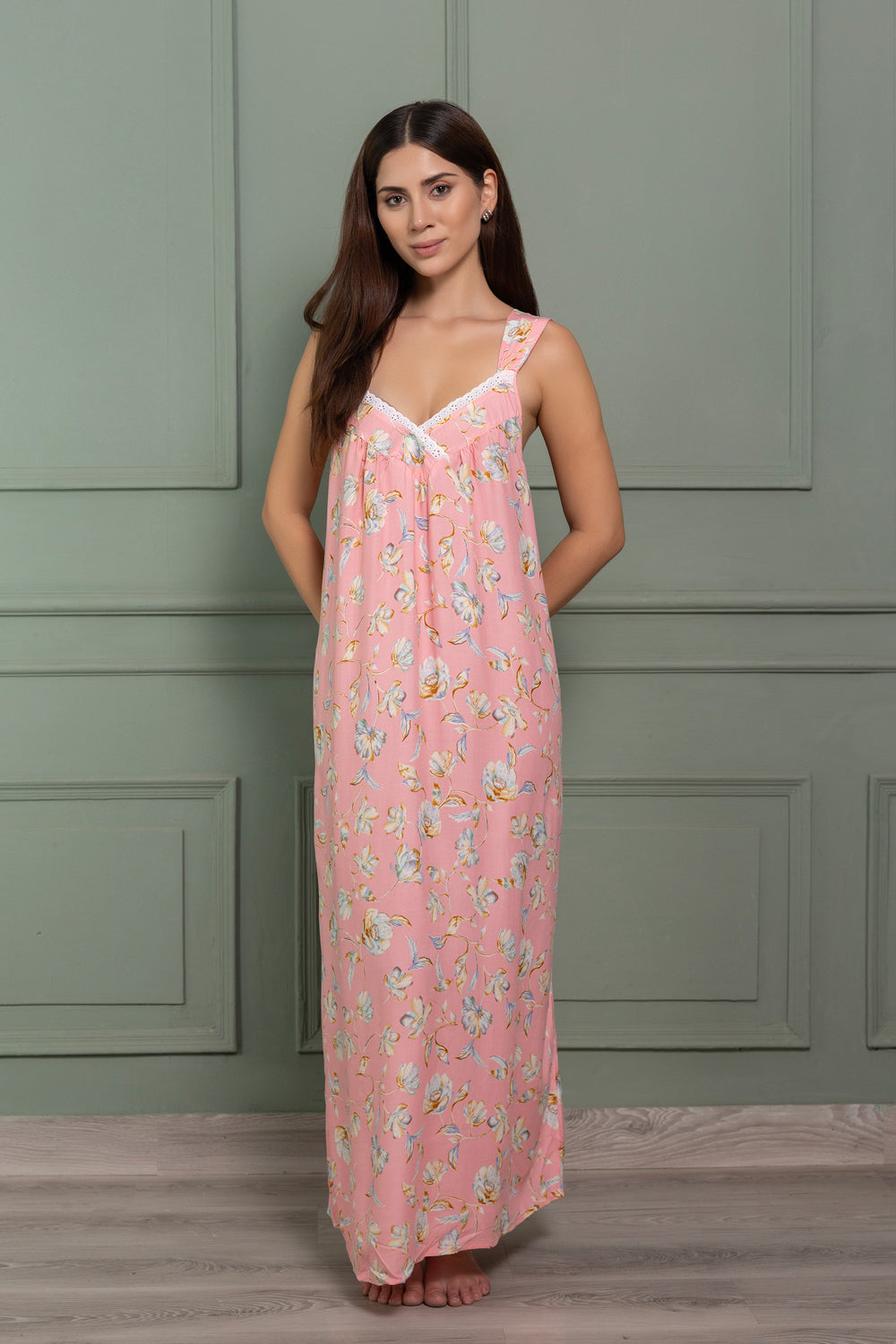 Cotton Nighty & Robe in Floral cotton