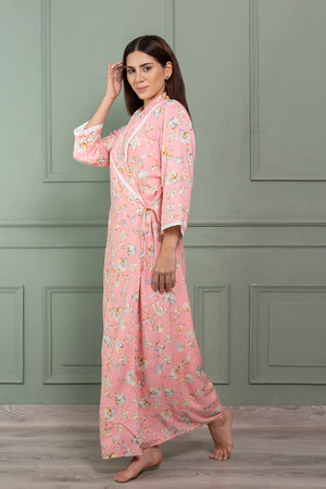 Cotton Nighty & Robe in Floral cotton