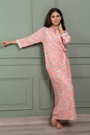 Cotton Nighty & Robe in Floral cotton