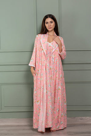 Cotton Nighty & Robe in Floral cotton