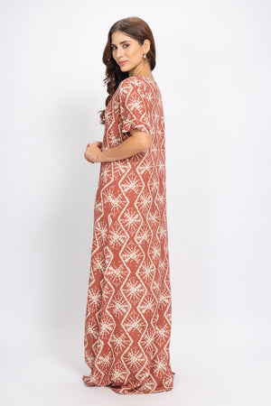 Long Night dress in Printed Cotton