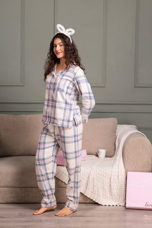 Flannel pj set in winter check