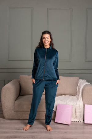 Velvet track suit in stripe