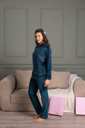 Velvet track suit in stripe