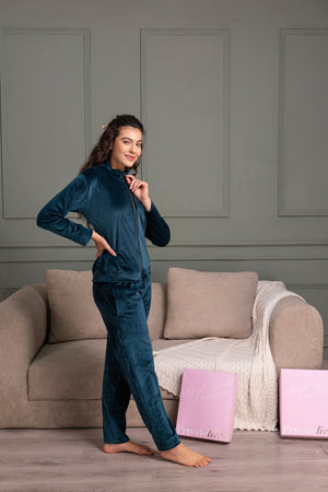 Velvet track suit in stripe